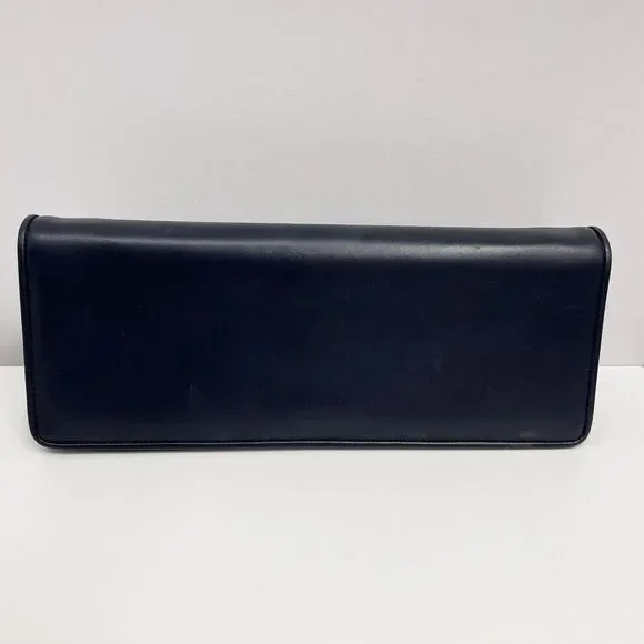 Vintage Salvatore Ferragamo Leather‎ Shoulder Bag or Clutch Navy Blue Rectangle - Picture 4 of 15